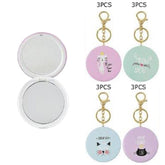 Cat Printed Compact Mirror Keychains